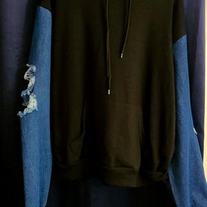 Women's Black hoodie with Jean sleeves size 3x fits like 1x